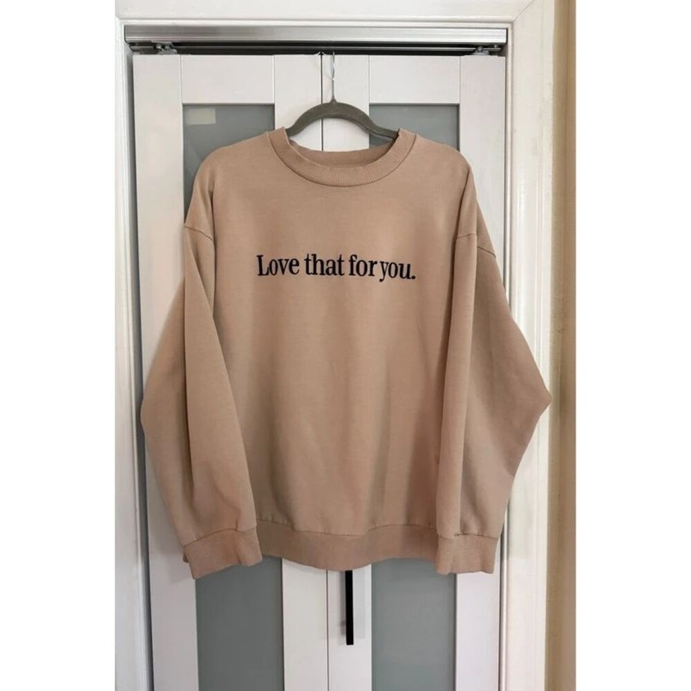 Neutral Oversized “Love That For You” Embroidered Crew Neck Sweatshirt US 12